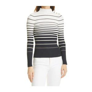 NWOT TED BAKER Wanada Stripe Mock Neck Sweater In White Women's Size 2